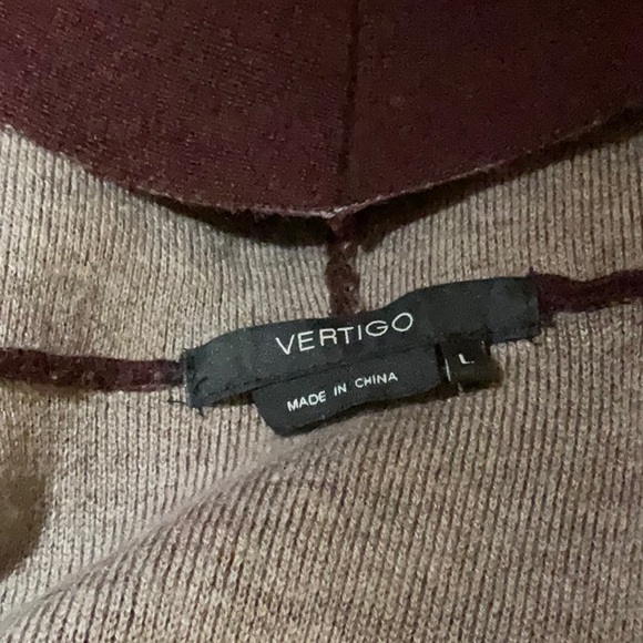 Nordstrom Vertigo Open Front Hooded Burgundy Cardigan Sweater Coat - Picture 2 of 4